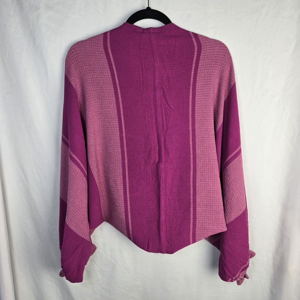 LOGO Lori Goldstein Pink Woven Textured Shrug Ruffled Cuff Womens M/L Boho Artsy - Picture 3 of 5